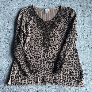 Chico’s Metallic & Sequined Ribbed Top